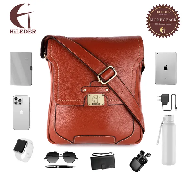 genuine_leather_messenger_shoulder_11_inch_sling_cross_body_travel_office_tablet_bag_for_men_women_|_front_flap_with_magnetic_closure_|_tan