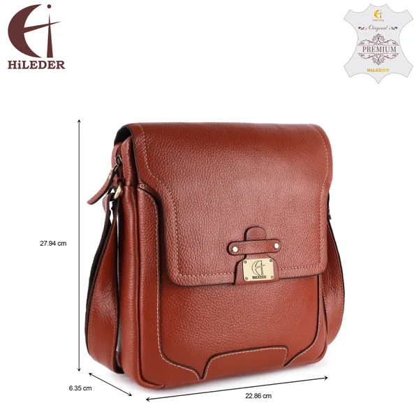 genuine_leather_messenger_shoulder_11_inch_sling_cross_body_travel_office_tablet_bag_for_men_women_|_front_flap_with_magnetic_closure_|_tan