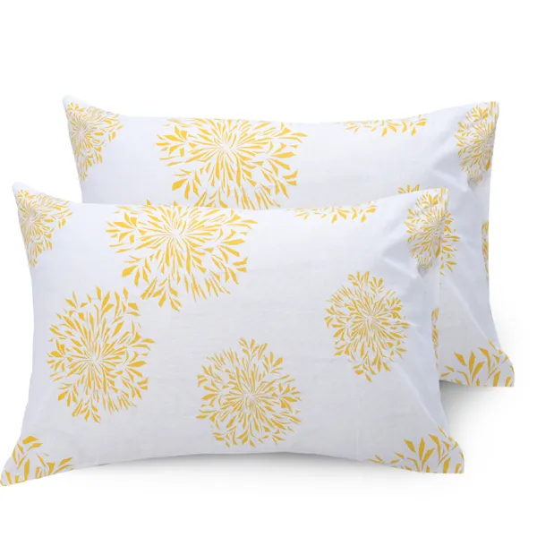 144_TC_Geometric_King_Size_Bedsheet_Cotton_with_2_Pillow_Covers_|_108x108_inch_|_White_(Yellow_Print)