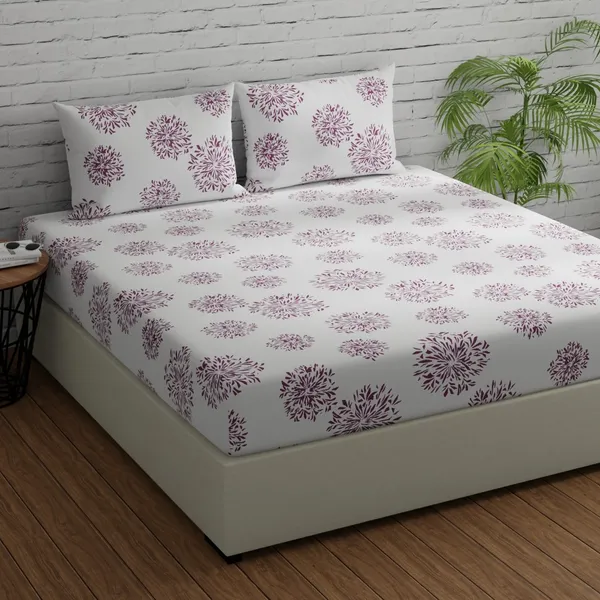144_TC_Geometric_Cotton_Bedsheet_for_Queen_Size_Bed_with_2_Pillow_Covers_-_White_(Mauve_Print)