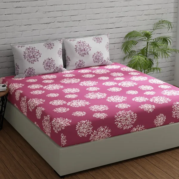 144_TC_Geometric_Cotton_Bedsheets_for_King_Size_Bed_with_2_Pillow_Covers_|_9ft_x_9ft_|_Mauve_&_White