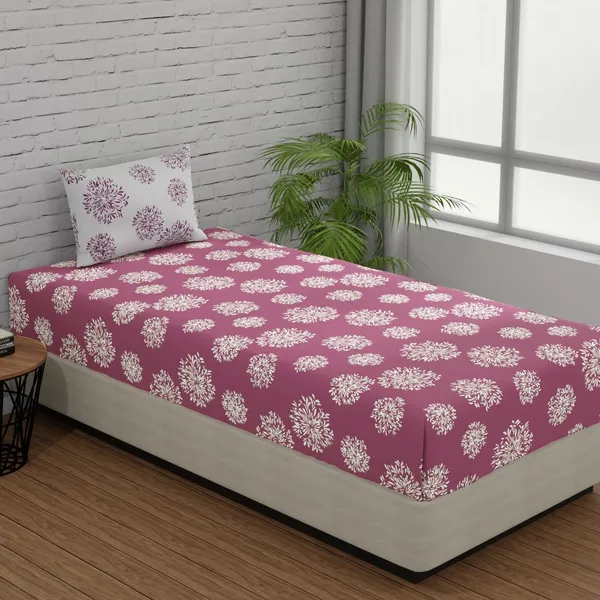 144_TC_Geometric_Single_Bedsheet_Cotton_with_1_Pillow_Cover_-_Mauve_&_White