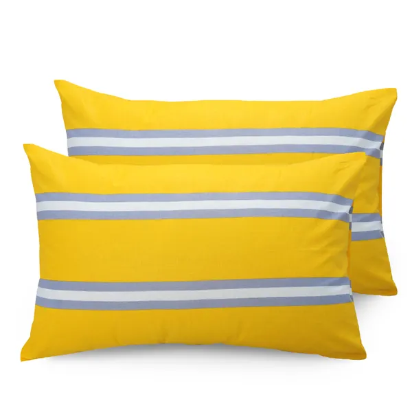 144_TC_Stripes_Cotton_Bedsheets_for_King_Size_Bed_with_2_Pillow_Covers_|_9ft_x_9ft_|_Yellow_&_Grey