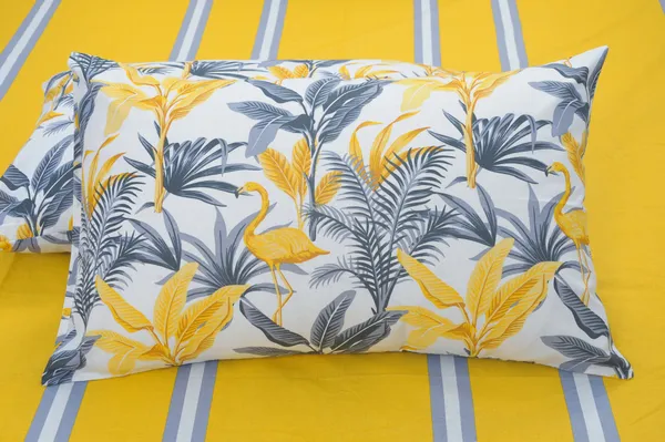 144_TC_Stripes_Cotton_Single_Bedsheet_with_Pillow_Cover_-_Yellow_&_Grey