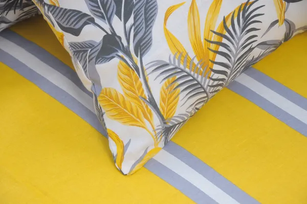 144_TC_Stripes_Cotton_Single_Bedsheet_with_Pillow_Cover_-_Yellow_&_Grey