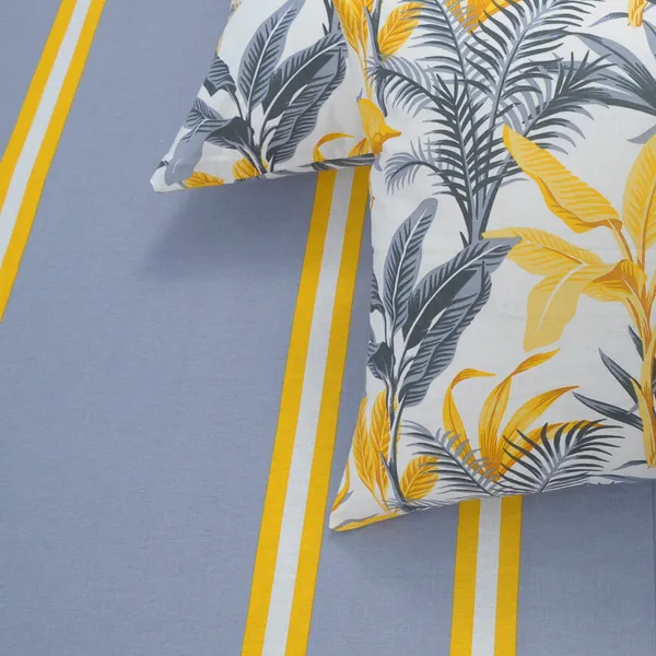 144_TC_Stripes_Bedsheet_for_King_Size_Bed_with_2_Pillow_Covers_|_108_by_108_inch_|_Grey_&_Yellow