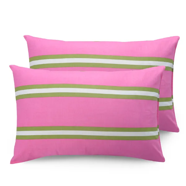 144_TC_Double_Bedsheet_Cotton_with_2_Pillow_Covers_-_Pink,_Green_&_White