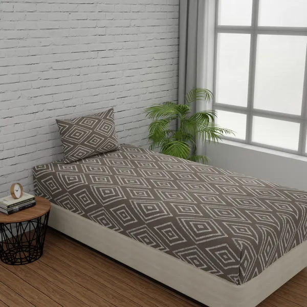 144_TC_Single_Bedsheet_Cotton_with_1_Pillow_Cover_-_Taupe