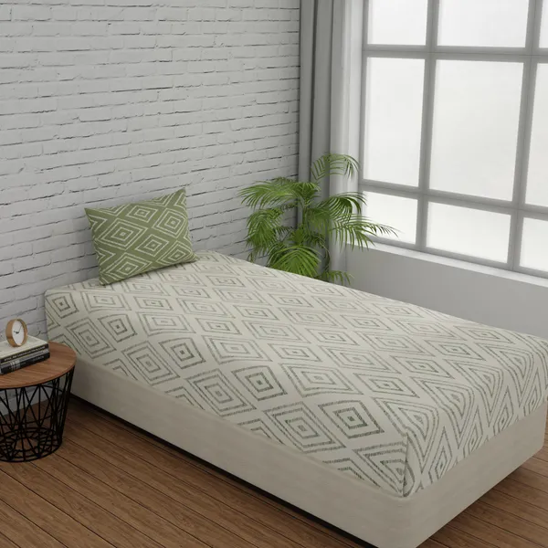 144_TC_Single_Bedsheet_Cotton_with_1_Pillow_Cover_-_White_&_Sage_Green