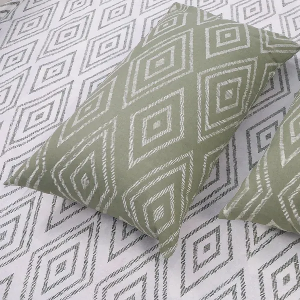 144_TC_Single_Bedsheet_Cotton_with_1_Pillow_Cover_-_White_&_Sage_Green