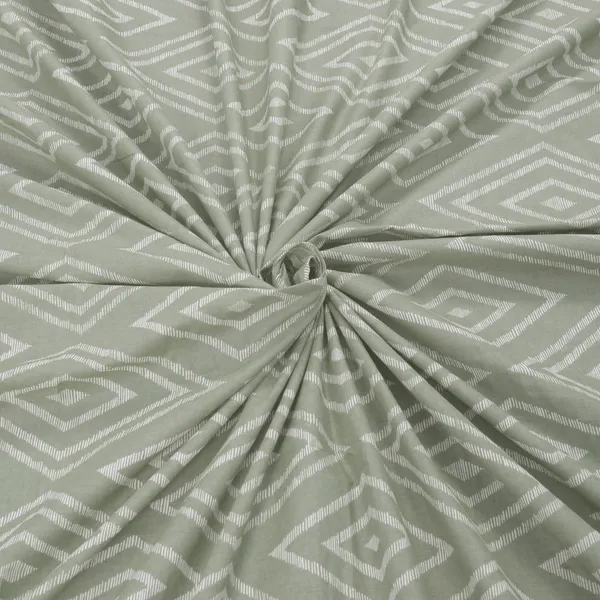144_TC_Cotton_Bed_Sheet_for_Double_Set_Bed_with_2_Pillow_Covers_-_Sage_Green_&_White