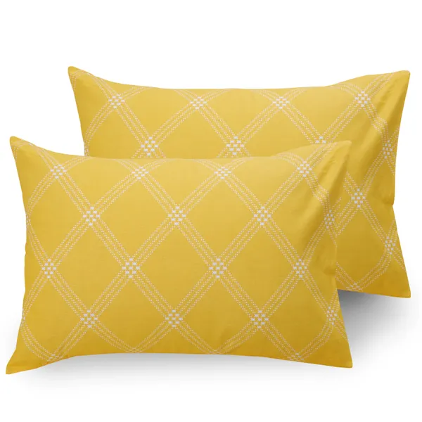 210_TC_Geometric_King_Size_Bedsheet_Cotton_with_2_Pillow_Covers_|_108_x_108_inches_|_Yellow__-_Thread_Count_210