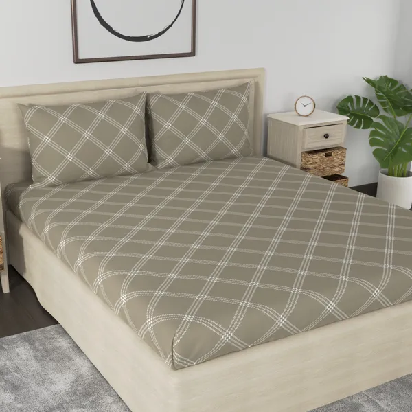 Geometric_Queen_Size_Bedsheet_Cotton_with_2_Pillow_Covers_-_Brandon_Beige__-_Thread_Count_210