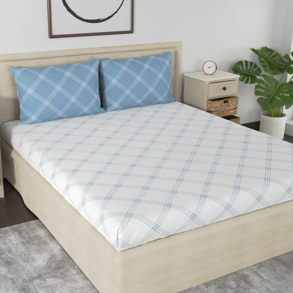 Geometric_King_Size_Bedsheet_Cotton_with_2_Pillow_Covers_|_108x108_inch_|_White_&_Blue__-_Thread_Count_210