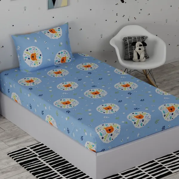 210_TC_Kids_Bedsheet_for_Single_Bed_with_1_Pillow_Cover_-_Powder_Blue_&_White