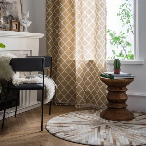 Cotton_Curtains_for_Windows,_6_feet_Long_1_Bohemian_Eyelet_Curtain_(Window_6_x_4_ft,_Quatrefoil_Light_Brown)