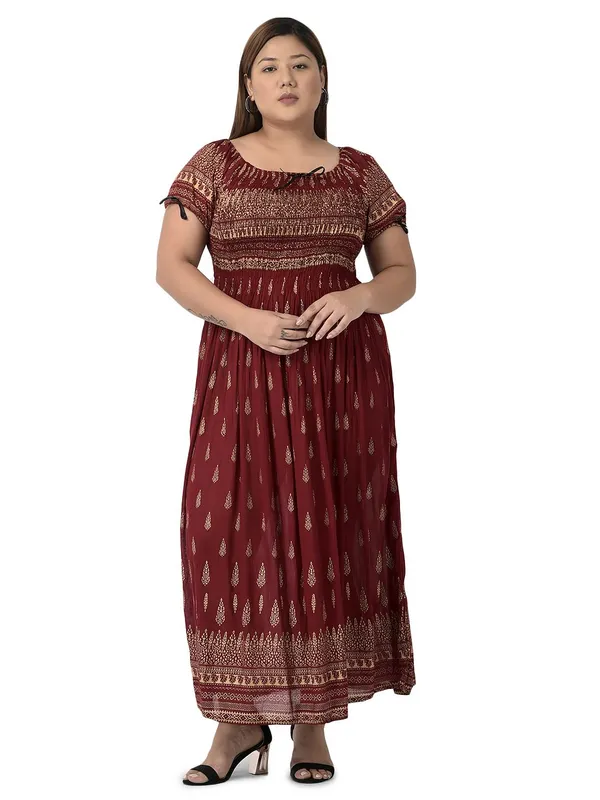 Plus_Size_Red_Women_Long_Floral_Printed_Summer_Dress_Kurti_Anakurti_Bodice_Maxi_Dress_Casual