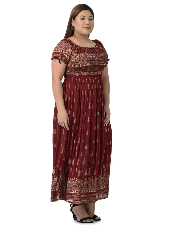 Plus_Size_Red_Women_Long_Floral_Printed_Summer_Dress_Kurti_Anakurti_Bodice_Maxi_Dress_Casual