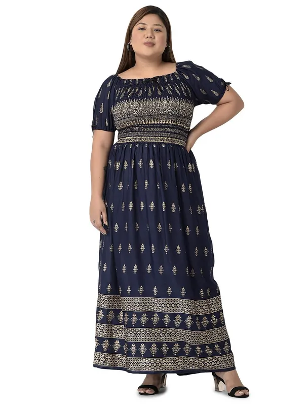 Plus_Size_Blue_Women_Long_Floral_Printed_Summer_Dress_Kurti_Anakurti_Bodice_Maxi_Dress_Casual
