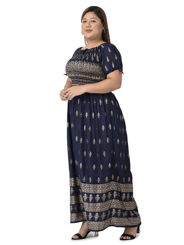 Plus_Size_Blue_Women_Long_Floral_Printed_Summer_Dress_Kurti_Anakurti_Bodice_Maxi_Dress_Casual