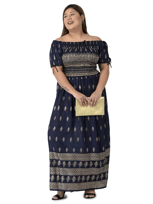 Plus_Size_Blue_Women_Long_Floral_Printed_Summer_Dress_Kurti_Anakurti_Bodice_Maxi_Dress_Casual