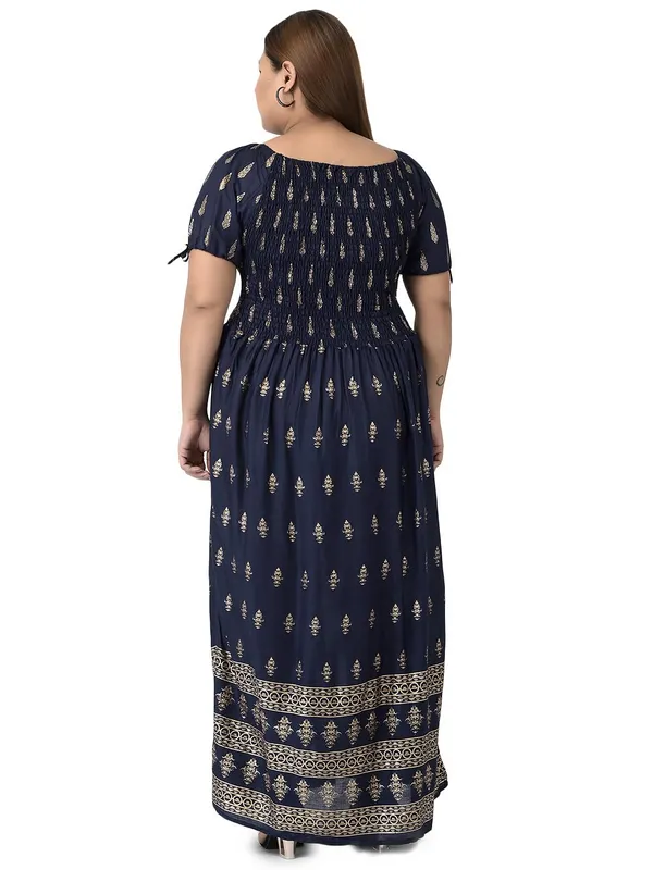 Plus_Size_Blue_Women_Long_Floral_Printed_Summer_Dress_Kurti_Anakurti_Bodice_Maxi_Dress_Casual