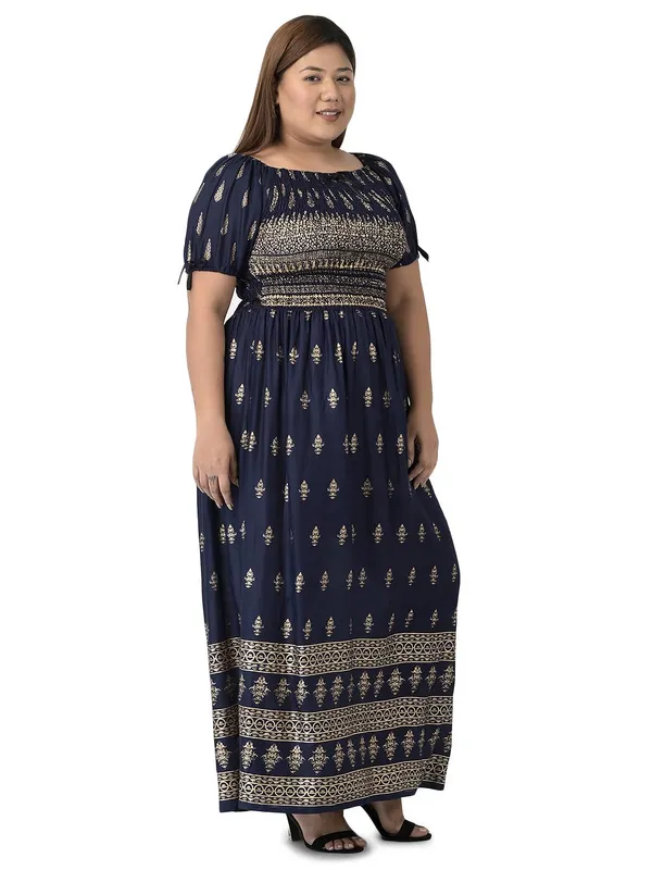 Plus_Size_Blue_Women_Long_Floral_Printed_Summer_Dress_Kurti_Anakurti_Bodice_Maxi_Dress_Casual