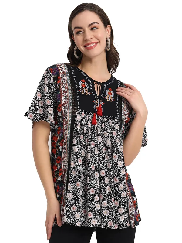 Black_Women_Flare_Casual_Regular_Western_Top