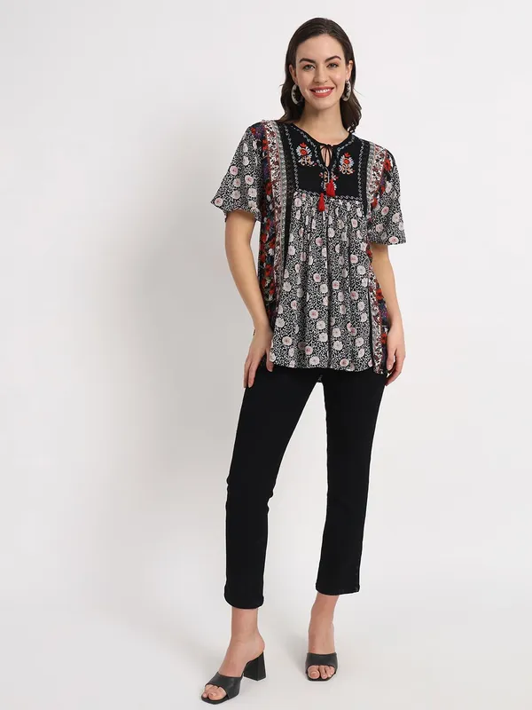 Black_Women_Flare_Casual_Regular_Western_Top