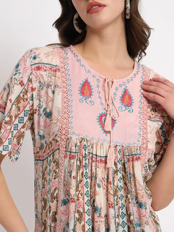 Pink_Beautiful_Floral_Printed_Longline_Top_with_Tie-Up_Neck_&_Flared_Sleeves_For_Women