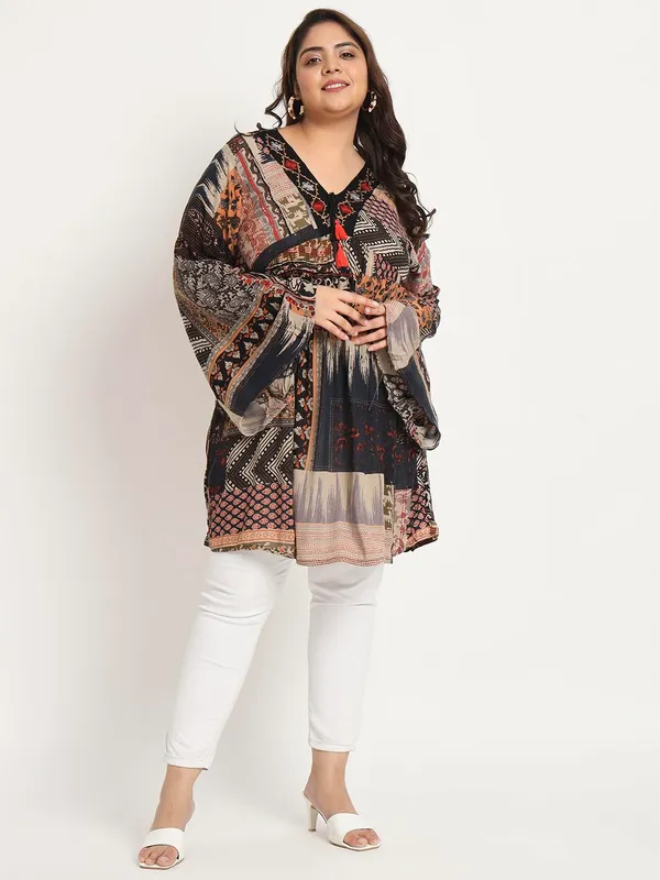 Plus_Size_Multicolor_Floral_Embroidered_Tunic_Fit_And_Flare_Casual_Top_For_Women