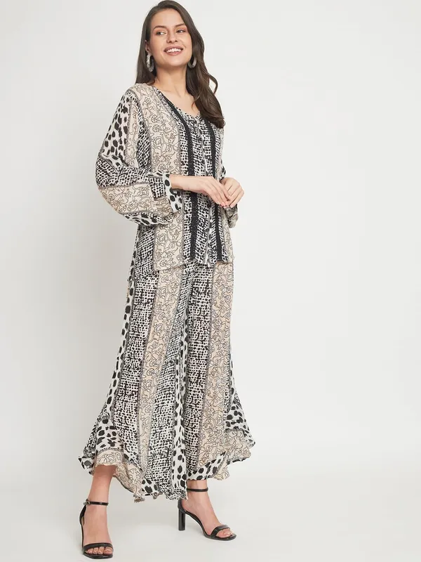 Black_&_White_Floral_with_Cheetah_Print_Tunic_Kurta_with_Pajama_Pant_Set_For_Women