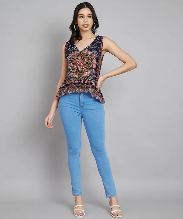 Blue_Floral_Boho_Printed_Short_Sleeveless_Top_For_Women