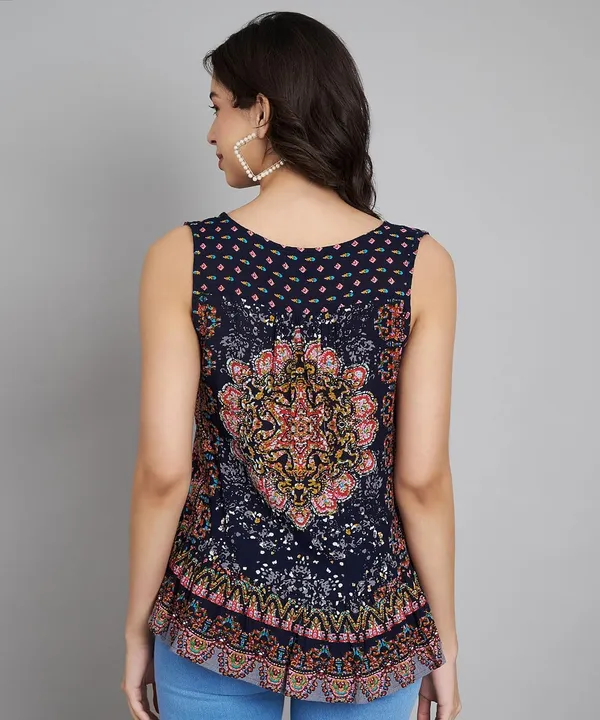 Blue_Floral_Boho_Printed_Short_Sleeveless_Top_For_Women