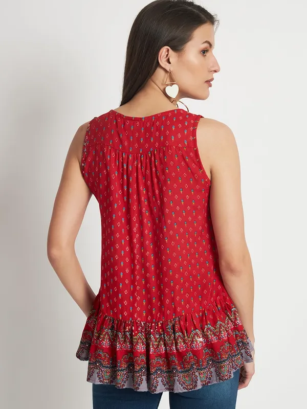Red_Floral_Boho_Printed_Short_Sleeveless_Top_For_Women