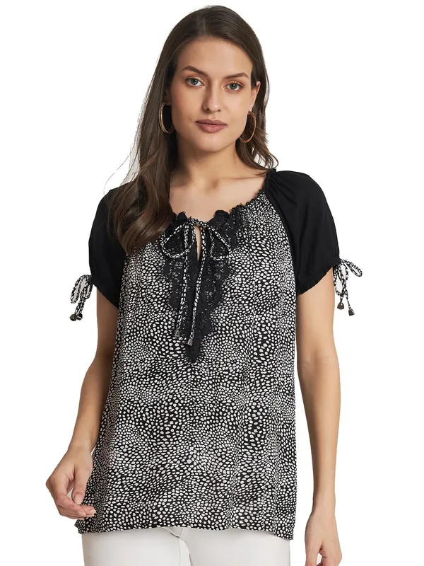 Black_Floral_Boho_Tiger_Printed_Kurta_Summer_Fit_And_Flare_Casual_Stylish_Top_For_Women_Dress