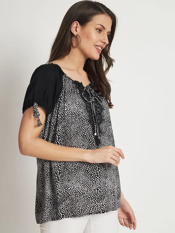 Black_Floral_Boho_Tiger_Printed_Kurta_Summer_Fit_And_Flare_Casual_Stylish_Top_For_Women_Dress
