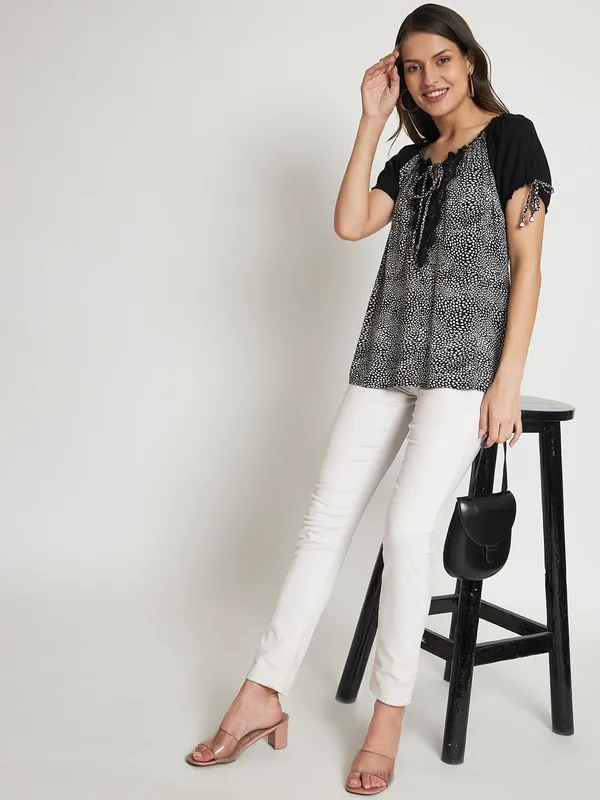 Black_Floral_Boho_Tiger_Printed_Kurta_Summer_Fit_And_Flare_Casual_Stylish_Top_For_Women_Dress