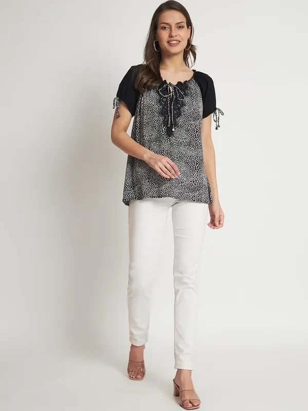 Black_Floral_Boho_Tiger_Printed_Kurta_Summer_Fit_And_Flare_Casual_Stylish_Top_For_Women_Dress