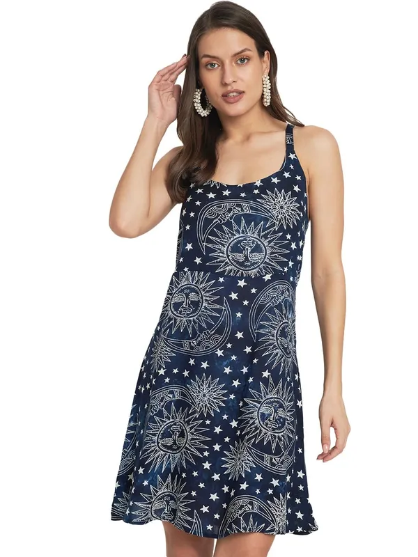 Navy_Blue_Women_Dress_Short_Stylish_Casual_Bell_Sleeves_Printed_Top_For_Women