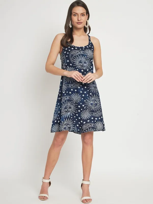 Navy_Blue_Women_Dress_Short_Stylish_Casual_Bell_Sleeves_Printed_Top_For_Women