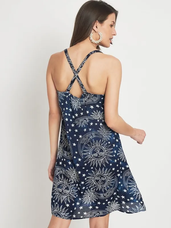 Navy_Blue_Women_Dress_Short_Stylish_Casual_Bell_Sleeves_Printed_Top_For_Women