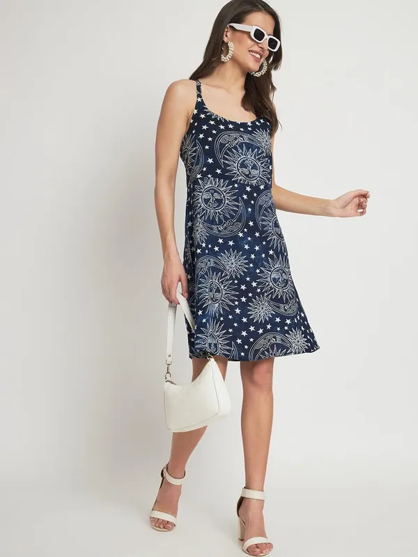 Navy_Blue_Women_Dress_Short_Stylish_Casual_Bell_Sleeves_Printed_Top_For_Women