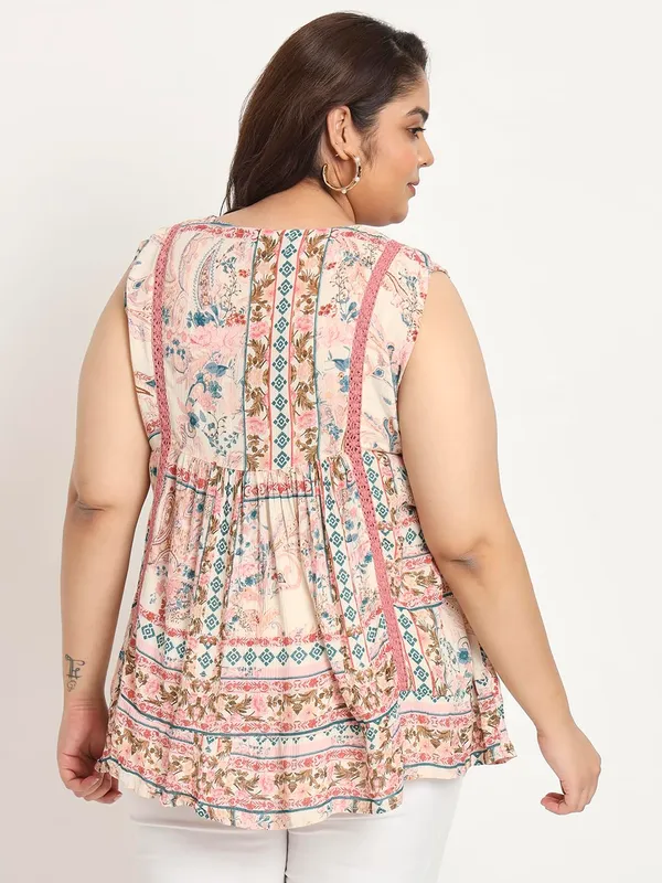 Plus_Size_Pink_Women_Top_Floral_Boho_Printed_Short_Kurta_Summer_Fit_And_Flare_Casual_Stylish_Top_For_Women_Dress