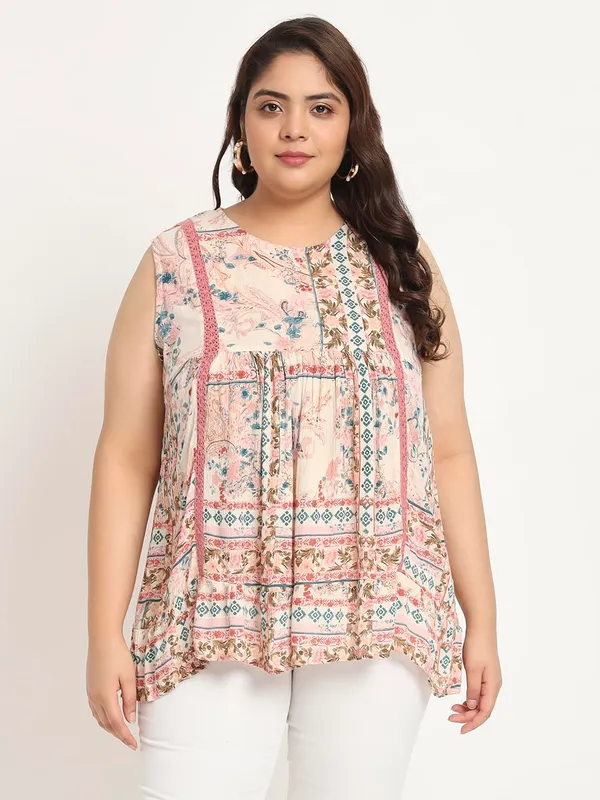 Plus_Size_Pink_Women_Top_Floral_Boho_Printed_Short_Kurta_Summer_Fit_And_Flare_Casual_Stylish_Top_For_Women_Dress