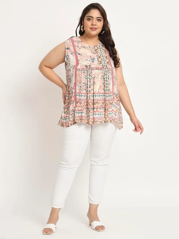Plus_Size_Pink_Women_Top_Floral_Boho_Printed_Short_Kurta_Summer_Fit_And_Flare_Casual_Stylish_Top_For_Women_Dress