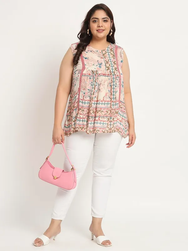 Plus_Size_Pink_Women_Top_Floral_Boho_Printed_Short_Kurta_Summer_Fit_And_Flare_Casual_Stylish_Top_For_Women_Dress