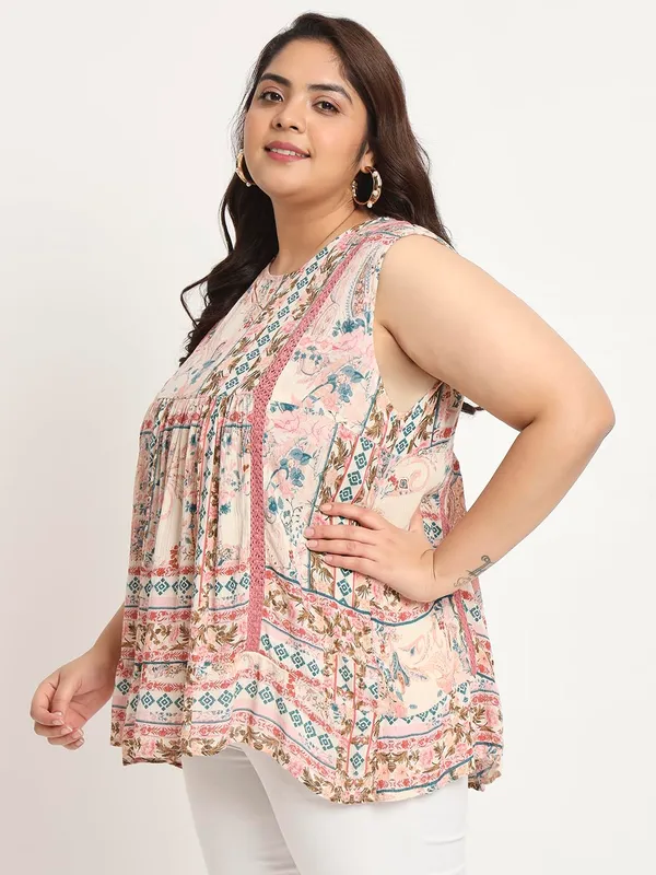 Plus_Size_Pink_Women_Top_Floral_Boho_Printed_Short_Kurta_Summer_Fit_And_Flare_Casual_Stylish_Top_For_Women_Dress