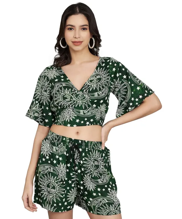 Green_Styles_Beach_Wear_Co_Ord_Set_Two_Piece_Dress_Top_Short_For_Women