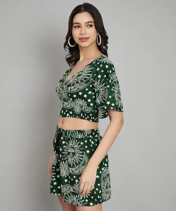 Green_Styles_Beach_Wear_Co_Ord_Set_Two_Piece_Dress_Top_Short_For_Women